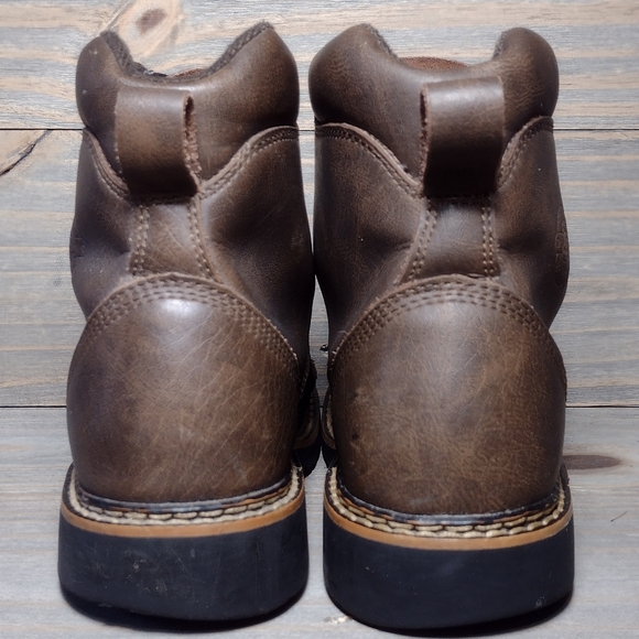 Justin Boots Rugged Bay Guacho Cow Kids Boots Size 4 Brown - Picture 4 of 9